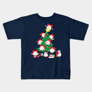 Christmas Tree with Bunny Elves Kids T-Shirt